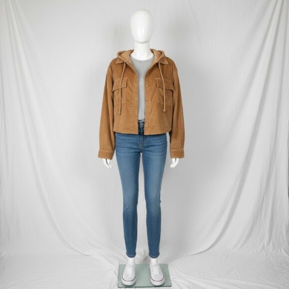 American Eagle Women's Corduroy Hooded Utility Jacket XL - Picture 2 of 16
